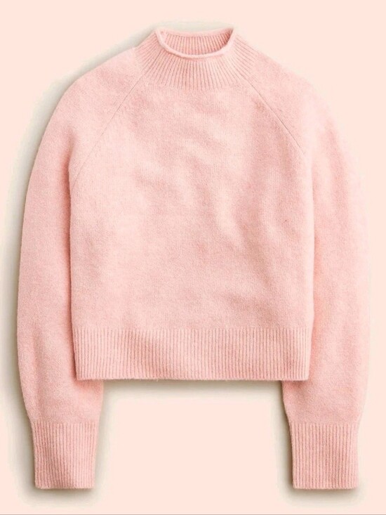 J. Crew Sweaters - J Crew Roll Mock Neck Sweater Pullover Knit Pink Merino Wool Alpaca S Super Soft